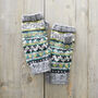 Fair Trade Fair Isle Knit Wool Lined Wristwarmer Gloves, thumbnail 3 of 12