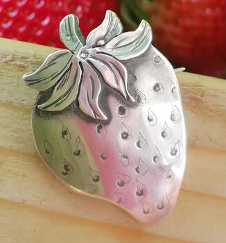 Silver Strawberry Brooch, 2 of 5