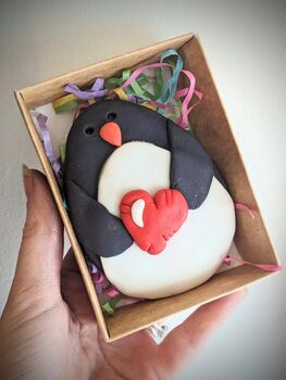 Hand Iced Personalised Penguin Biscuit Gift, Valentines Gift, 2 of 4