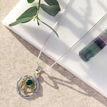 Infinity Universe Green Onyx Silver Necklace, 2 of 10