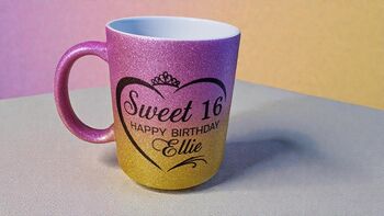 Personalised Sweet 16 Glitter Mug – Happy Birthday Gift, 5 of 5