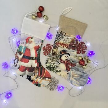 Personalised Snow Man And Santa Christmas Stocking, 6 of 8