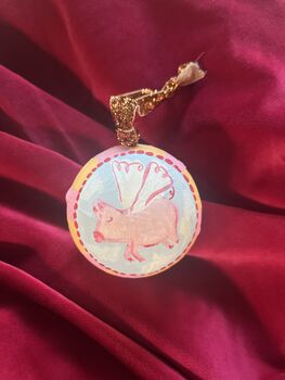Hand Painted Papier Mâché Flying Pig Bauble, 6 of 8