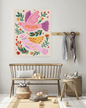Peace Dove Pink Bird Art Print, 3 of 4
