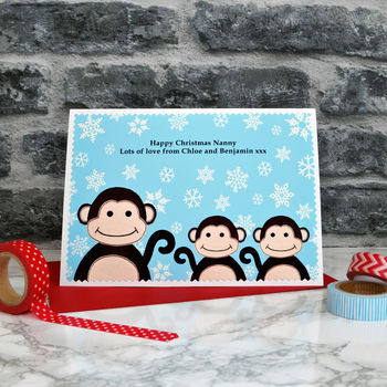 'Monkeys' Christmas Card From Children / Grandchildren, 4 of 5