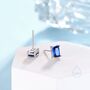 Sterling Silver Emerald Cut Sapphire Blue Cz Stud Earrings, thumbnail 3 of 12