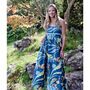 Blue Exotic Bird Strappy Cotton Dress, thumbnail 4 of 5