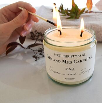 First Christmas As Mr And Mrs Vegan Scented Candle, 4 of 4