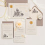 Illustrated Castle Wedding Invitation With Wax Seal, thumbnail 1 of 9