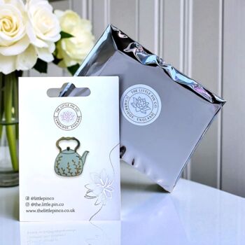 Kettle Teapot Hard Enamel Pin With Silver Decoration, 2 of 8