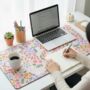 Cute Pink Orange Blue Flowers Desk Mat, thumbnail 3 of 3