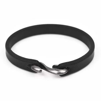 Leather Bangle Bracelet With Metal Hook Closure, 4 of 5