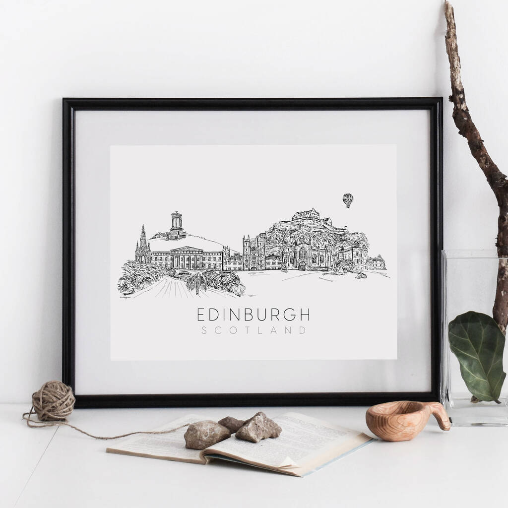 Edinburgh Skyline Art Print By Natalie Ryan Design