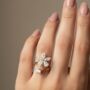 Fleur Luxe 18k Gold Plated Open Crystal Flower Ring, thumbnail 1 of 3
