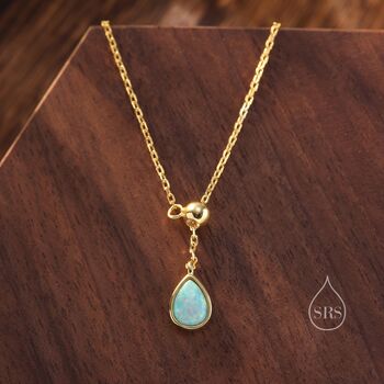 Delicate Aqua Green Opal Droplet Pendant Necklace, 6 of 11