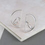 Half Circle Solid Sterling Silver Stud Hoop Earrings, thumbnail 2 of 3