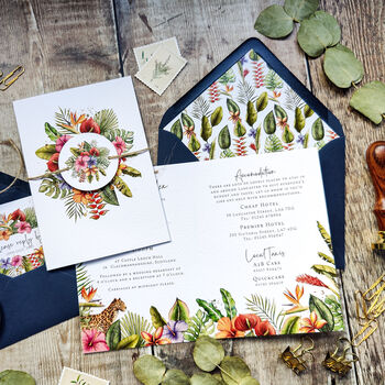Tropical Folded Wedding Invitation Suite, 6 of 8