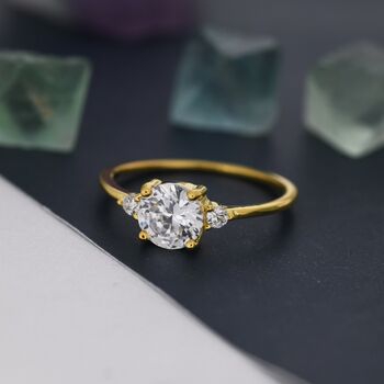 One Carat Cz Ring In Sterling Silver Plain Ring Band, 6 of 11