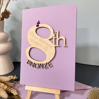 Personalised Bronze 8th Wedding Meaning Anniversary Card, 3 of 11