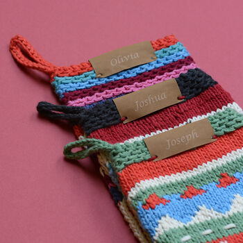 Hand Knitted Christmas Stockings In Organic Cotton, 4 of 7