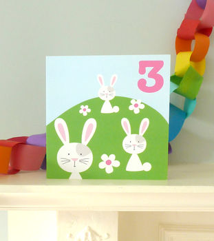 Age Three Bunny Birthday Card, 2 of 2