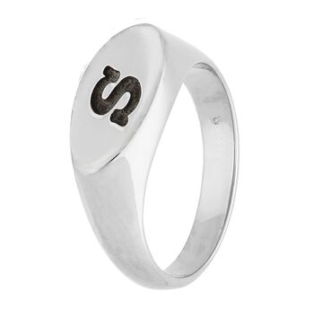 Oval Initial Argentium Silver Signet Ring, 9 of 11