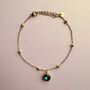 18k Gold Plated Green Jewelled Anklet, thumbnail 2 of 2