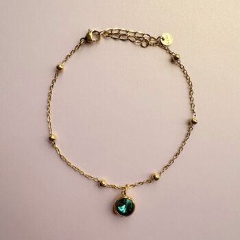 18k Gold Plated Green Jewelled Anklet, 2 of 2