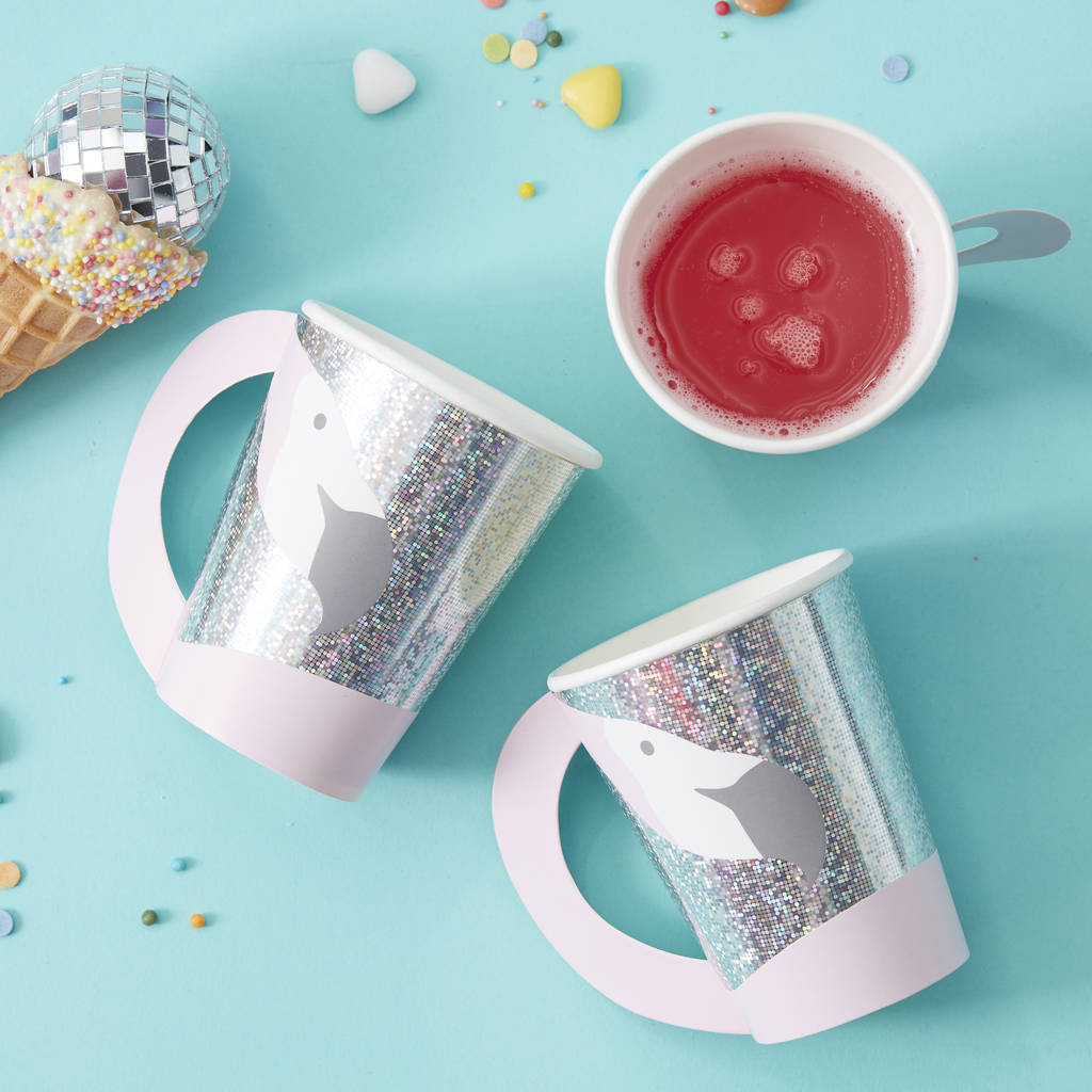 Iridescent Foiled Flamingo Shaped Paper Party Cups, 1 of 3