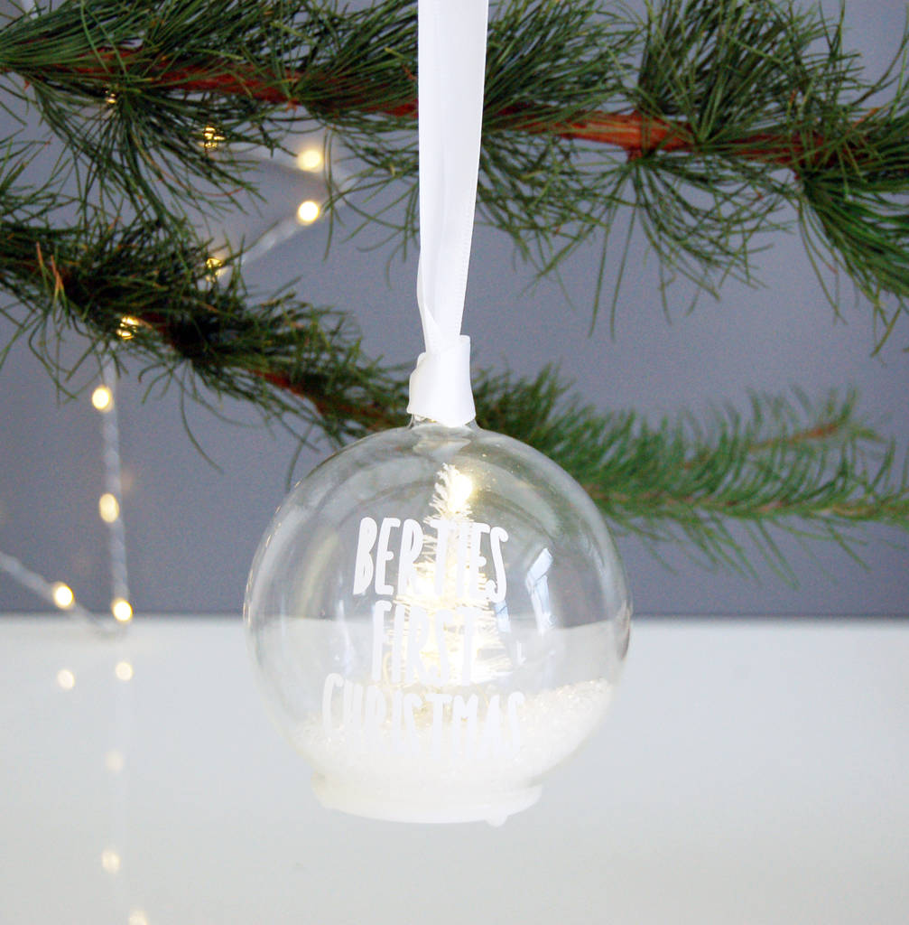 Personalised Snowy Woodland Light Up Christmas Bauble By The Luxe Co