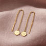 Personalised Disc Thread Through Earrings, thumbnail 3 of 7