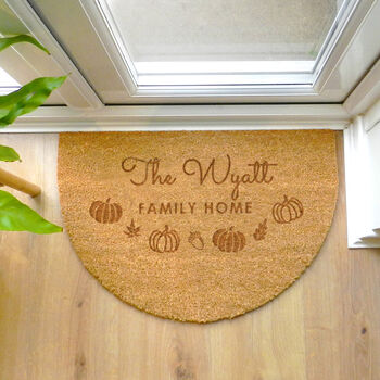 Personalised Pumpkin Half Moon Doormat, 2 of 4