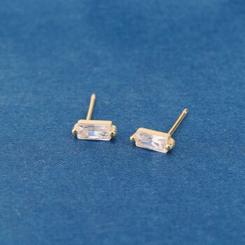 Baguette April Birthstone Stud Earrings, 6 of 7