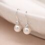 Sterling Silver Freshwater Pearl And Cubic Zirconia Drop Earrings – 6mm, thumbnail 1 of 8