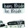 Team Bride Silver And Black Hen Party Wristbands, thumbnail 6 of 9