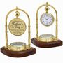 Custom Engraved Brass Desk Clock With Compass – 25th Anniversary And Father's Day Keepsake Gift For Him, thumbnail 2 of 12