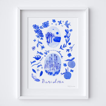 Scenes Of Barcelona, Spain Blue Tile Inspired Travel Print, 11 of 11