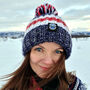 Navy Red Reflective Super Bobble Hat, thumbnail 1 of 6