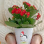 Christmas Puffin Plant Pot. Personalised Flowerpot, thumbnail 2 of 5