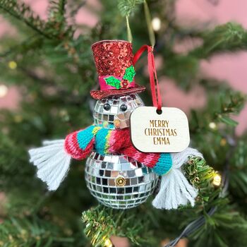 Personalised Disco Ball Snowman Christmas Decoration, 5 of 7