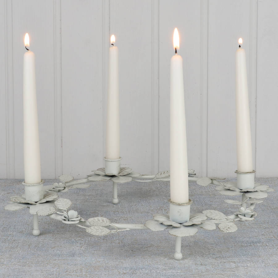 Chalk White Floral Candle Ring By Dibor