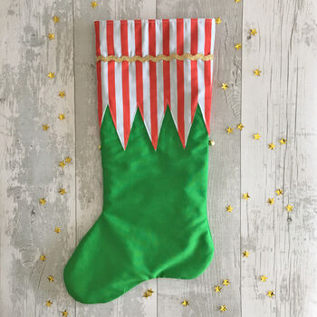 Personalised Fabric Elf Christmas Stocking, 4 of 5
