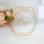 Gold Wedding Table Number On Clear Acrylic Hexagons, thumbnail 2 of 7