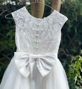 Ameria Flower Girl Dress In White | Communion Dress, 6 of 8