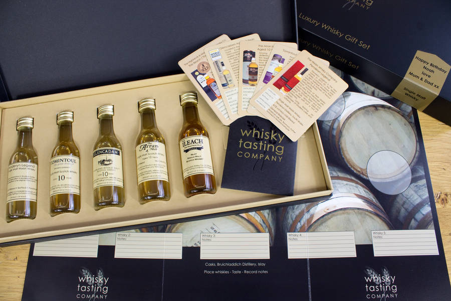 personalised five bottle whisky gift set by whisky tasting company ...