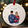 Personalised “Last Christmas As Mr And Miss” Engagement Bauble – Custom Couple Illustration And Names – Pre Wedding Keepsake Ornament 2025, thumbnail 1 of 7