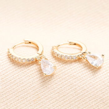 Birthstone Crystal Huggie Hoop Earrings In Gold, 5 of 12