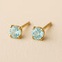 9ct Gold March Aquamarine Birthstone Stud Earrings, thumbnail 1 of 4