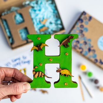 Personalised Paint Your Own Dinosaur Wooden Letter, 7 of 7