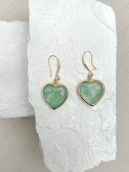 Fluorite Puff Heart Gold Plated Earrings, 2 of 4